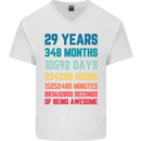 29th Birthday 29 Year Old Mens V-Neck Cotton T-Shirt White