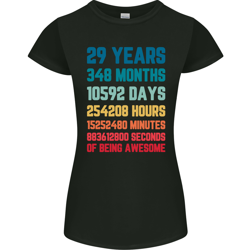 29th Birthday 29 Year Old Womens Petite Cut T-Shirt Black