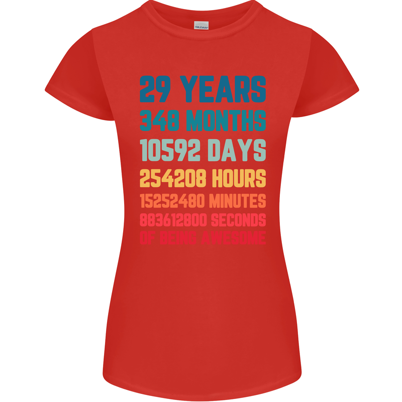 29th Birthday 29 Year Old Womens Petite Cut T-Shirt Red