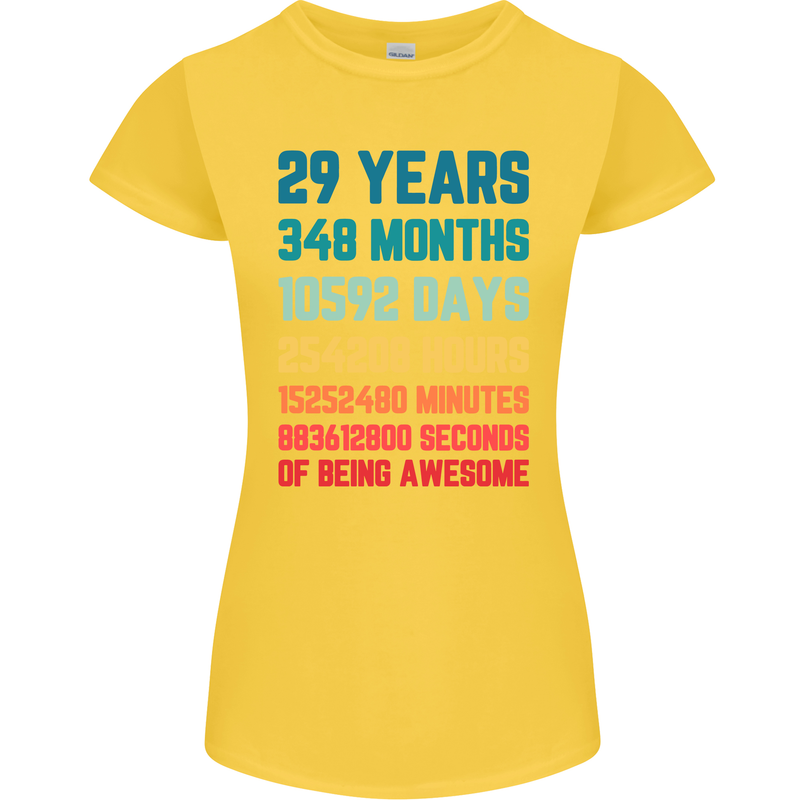 29th Birthday 29 Year Old Womens Petite Cut T-Shirt Yellow