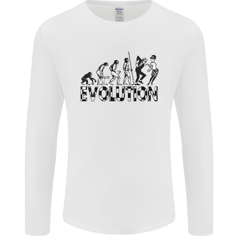 2 Tone Evolution Music 2Tone SKA Mens Long Sleeve T-Shirt White