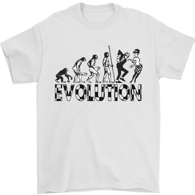 2 Tone Evolution Music 2Tone SKA Mens T-Shirt Cotton Gildan White