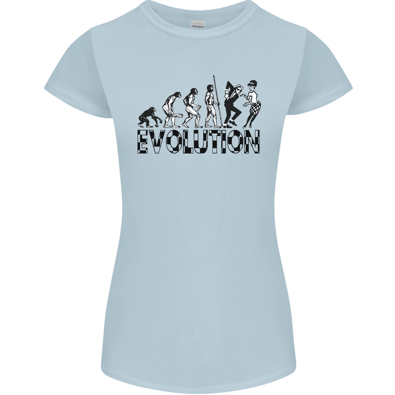 2 Tone Evolution Music 2Tone SKA Womens Petite Cut T-Shirt Light Blue