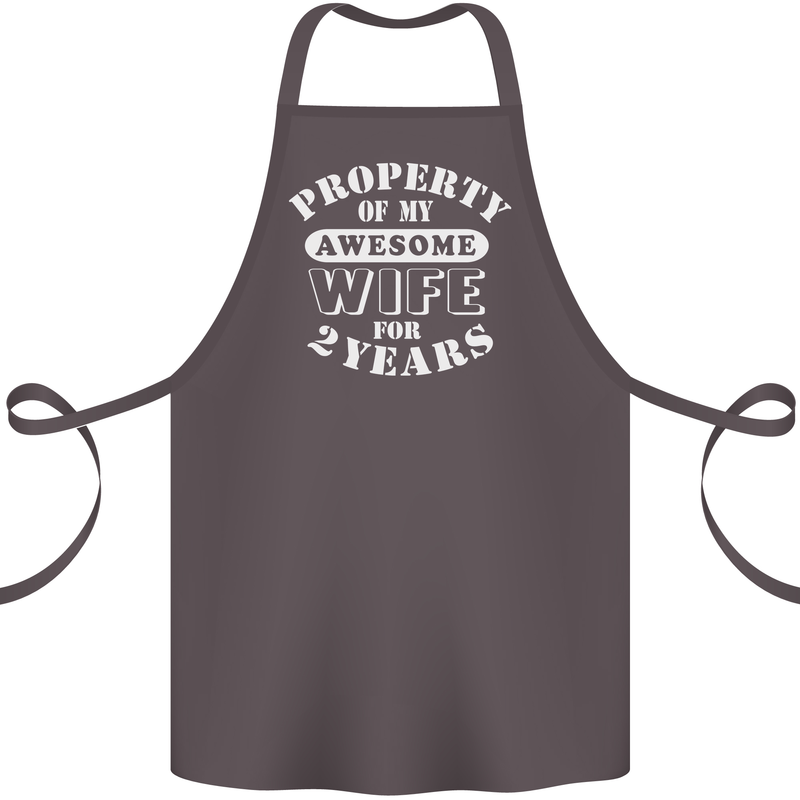 2 Year Wedding Anniversary 2nd Funny Wife Cotton Apron 100% Organic Dark Grey