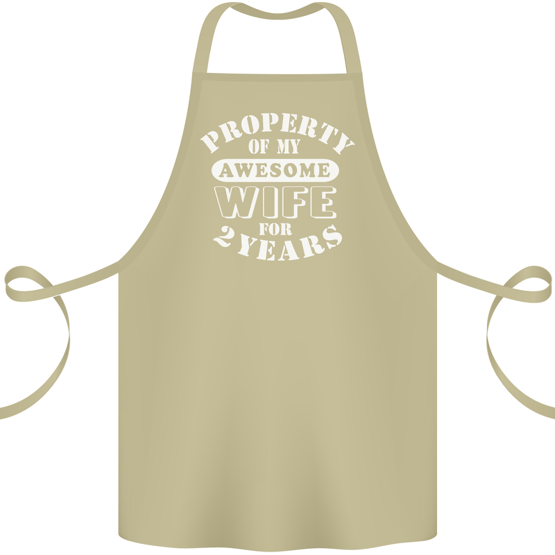 2 Year Wedding Anniversary 2nd Funny Wife Cotton Apron 100% Organic Khaki