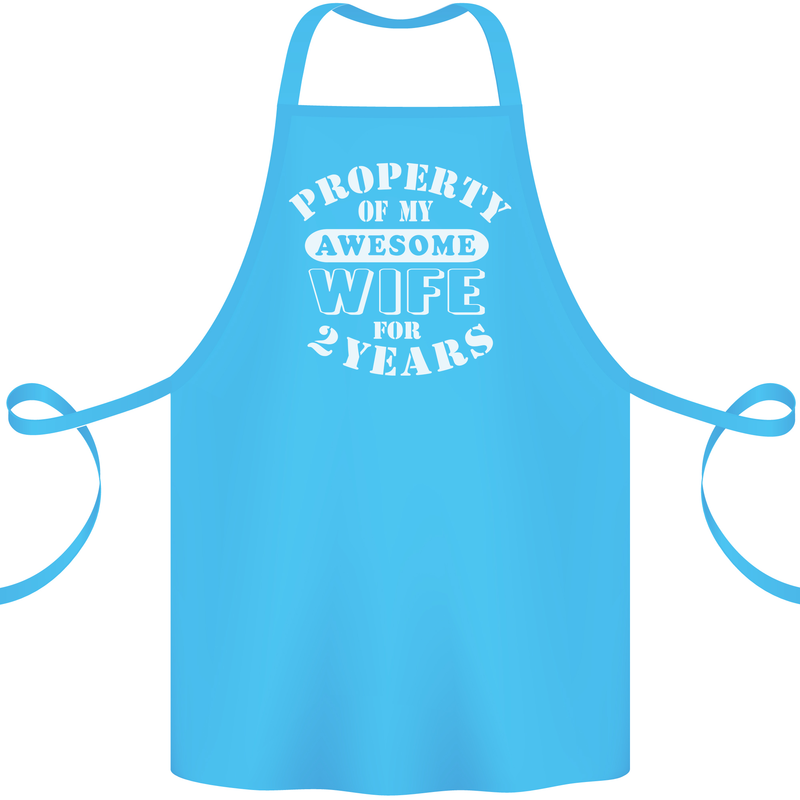 2 Year Wedding Anniversary 2nd Funny Wife Cotton Apron 100% Organic Turquoise