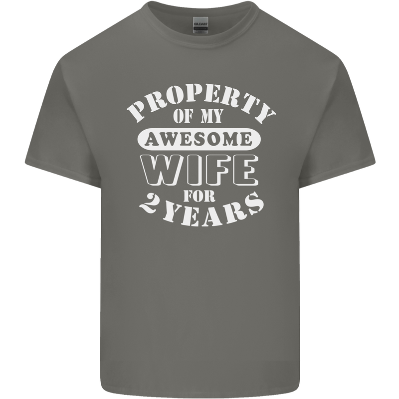 2 Year Wedding Anniversary 2nd Funny Wife Mens Cotton T-Shirt Tee Top Charcoal