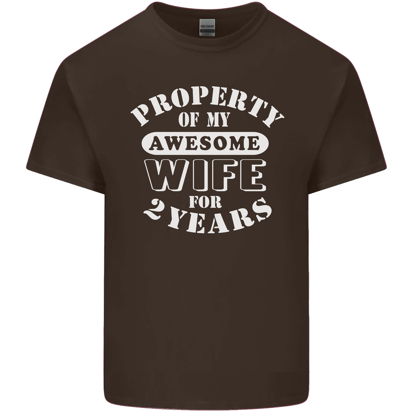 2 Year Wedding Anniversary 2nd Funny Wife Mens Cotton T-Shirt Tee Top Dark Chocolate