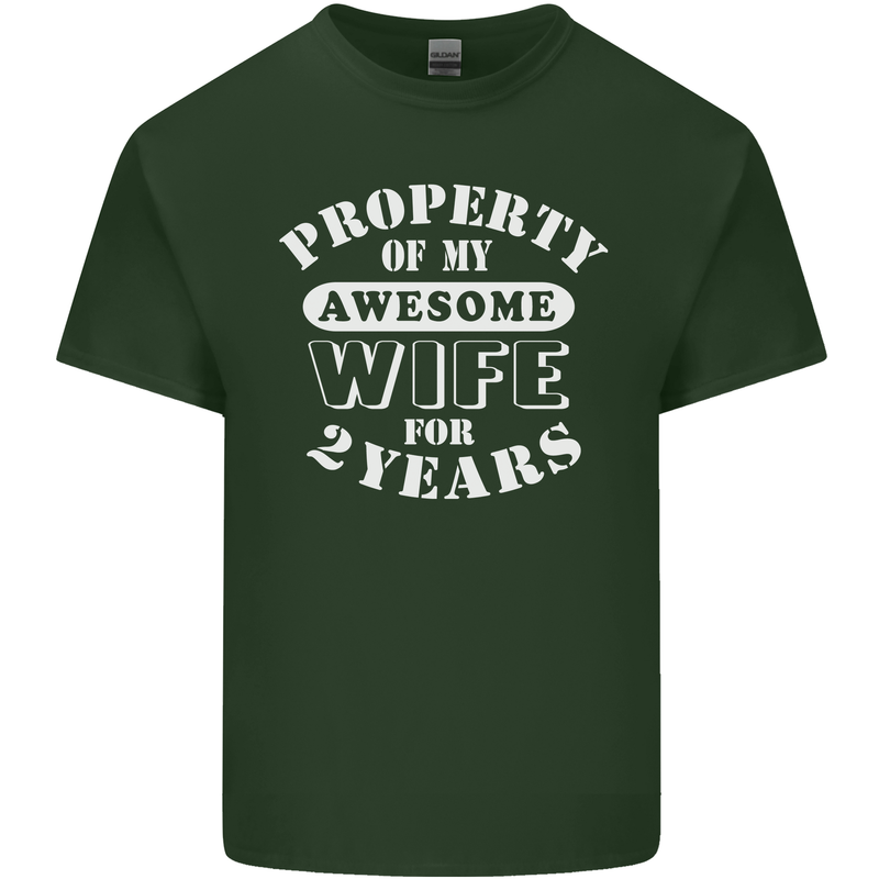 2 Year Wedding Anniversary 2nd Funny Wife Mens Cotton T-Shirt Tee Top Forest Green