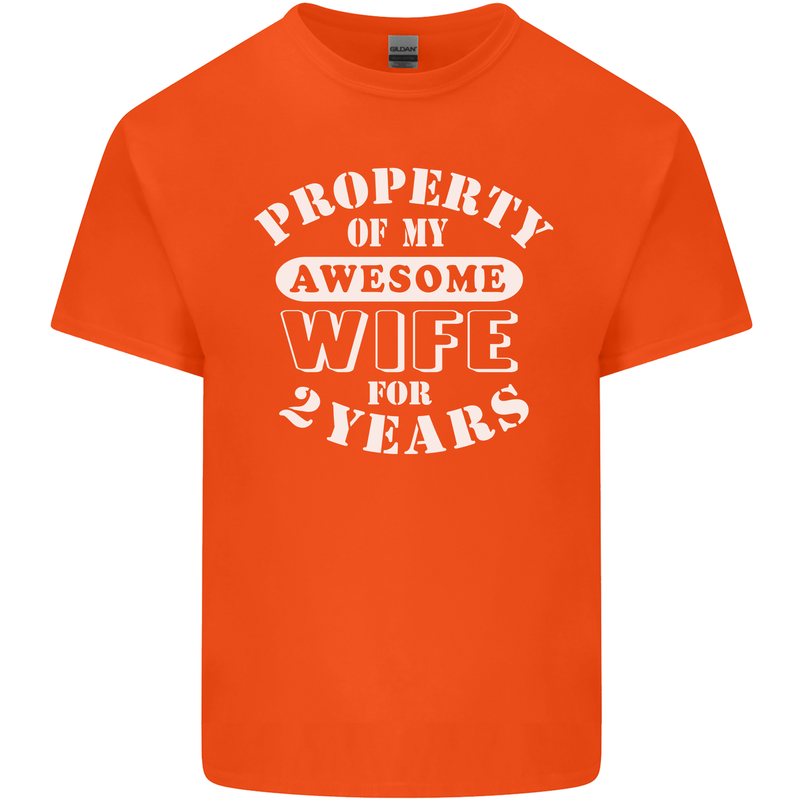 2 Year Wedding Anniversary 2nd Funny Wife Mens Cotton T-Shirt Tee Top Orange