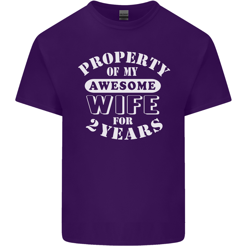 2 Year Wedding Anniversary 2nd Funny Wife Mens Cotton T-Shirt Tee Top Purple