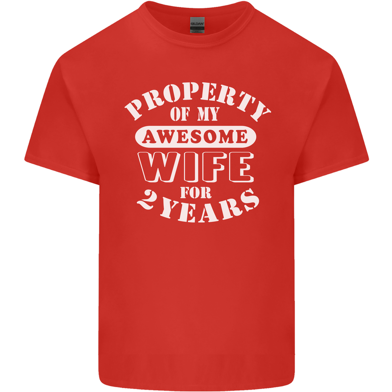 2 Year Wedding Anniversary 2nd Funny Wife Mens Cotton T-Shirt Tee Top Red