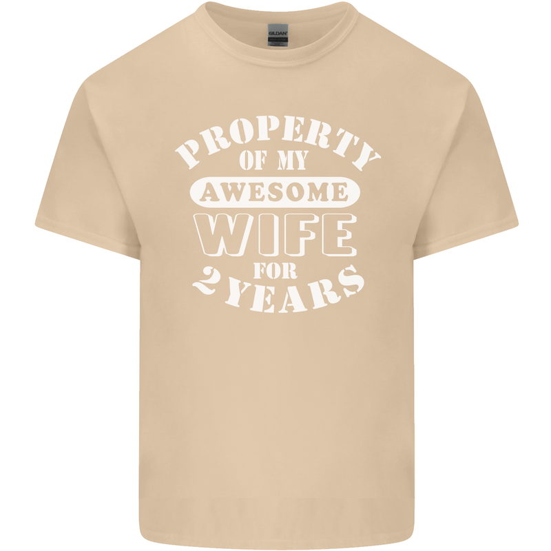 2 Year Wedding Anniversary 2nd Funny Wife Mens Cotton T-Shirt Tee Top Sand
