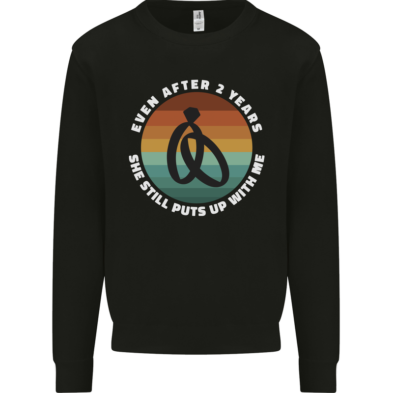 2 Year Wedding Anniversary 2nd Marriage Mens Sweatshirt Jumper Black