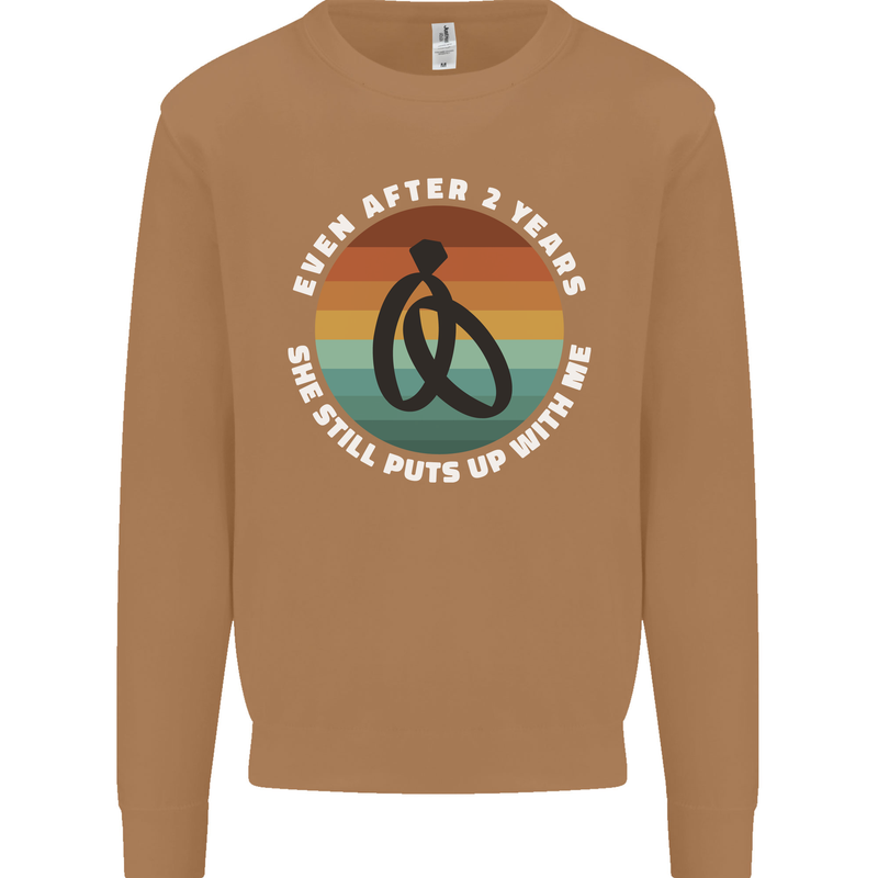 2 Year Wedding Anniversary 2nd Marriage Mens Sweatshirt Jumper Caramel Latte