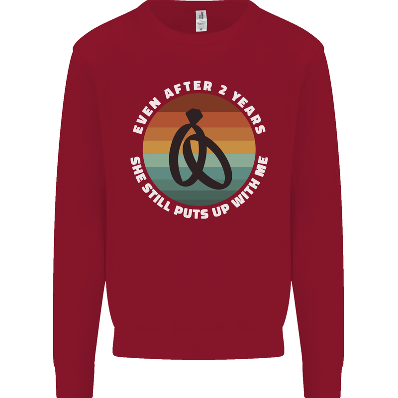 2 Year Wedding Anniversary 2nd Marriage Mens Sweatshirt Jumper Red