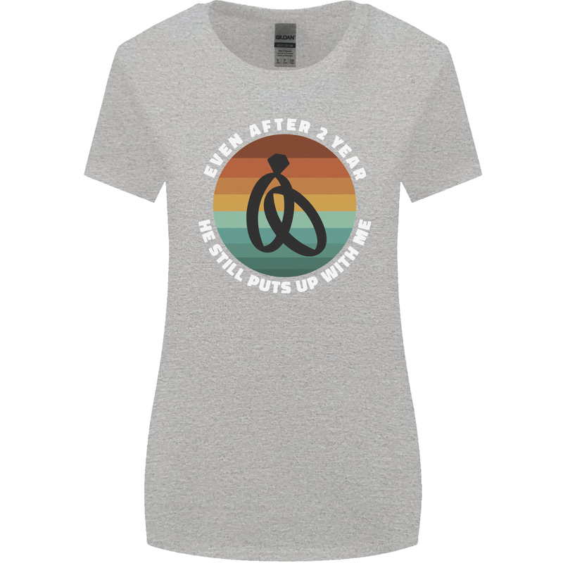 2 Year Wedding Anniversary 2nd Marriage Womens Wider Cut T-Shirt Sports Grey