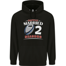 2 Year Wedding Anniversary 2nd Rugby Mens 80% Cotton Hoodie Black