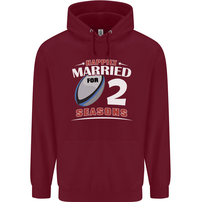2 Year Wedding Anniversary 2nd Rugby Mens 80% Cotton Hoodie Maroon