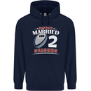 2 Year Wedding Anniversary 2nd Rugby Mens 80% Cotton Hoodie Navy Blue