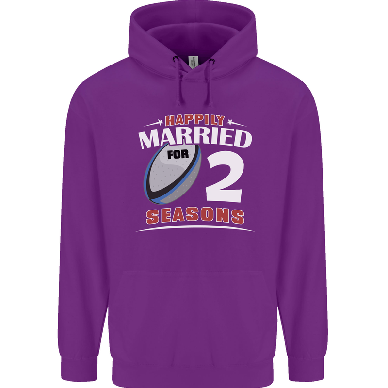 2 Year Wedding Anniversary 2nd Rugby Mens 80% Cotton Hoodie Purple