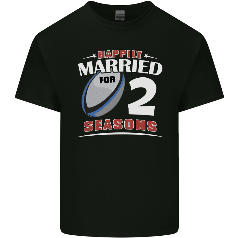 2 Year Wedding Anniversary 2nd Rugby Mens Cotton T-Shirt Tee Top Black