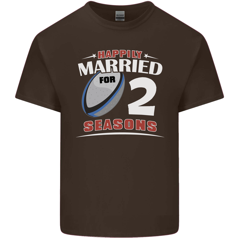 2 Year Wedding Anniversary 2nd Rugby Mens Cotton T-Shirt Tee Top Dark Chocolate