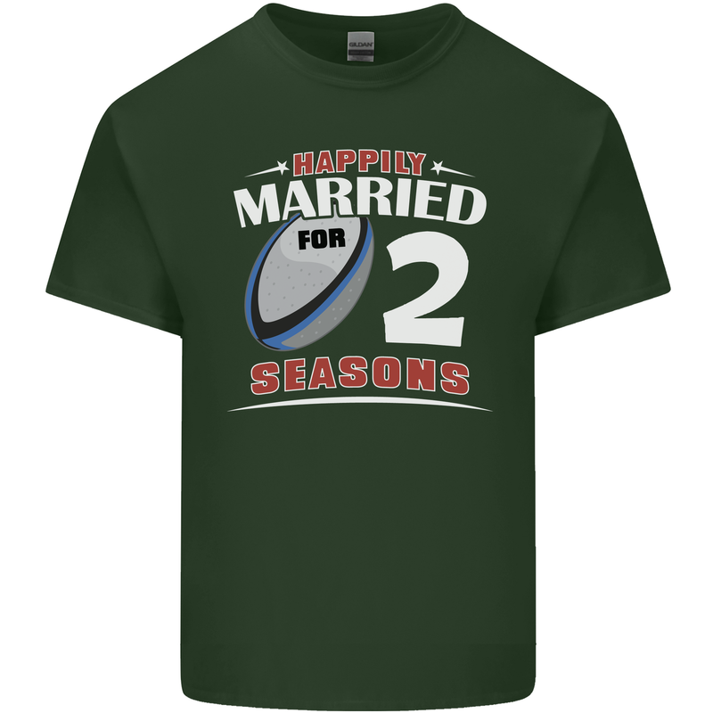 2 Year Wedding Anniversary 2nd Rugby Mens Cotton T-Shirt Tee Top Forest Green