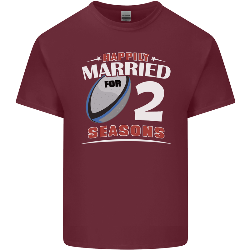 2 Year Wedding Anniversary 2nd Rugby Mens Cotton T-Shirt Tee Top Maroon