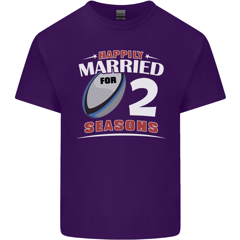 2 Year Wedding Anniversary 2nd Rugby Mens Cotton T-Shirt Tee Top Purple