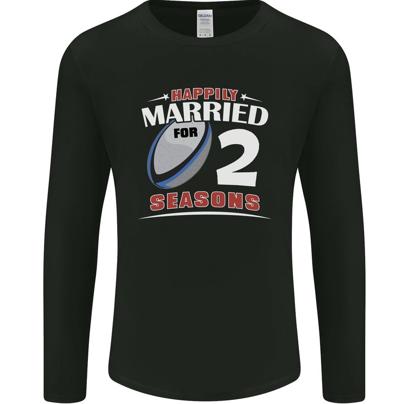 2 Year Wedding Anniversary 2nd Rugby Mens Long Sleeve T-Shirt Black