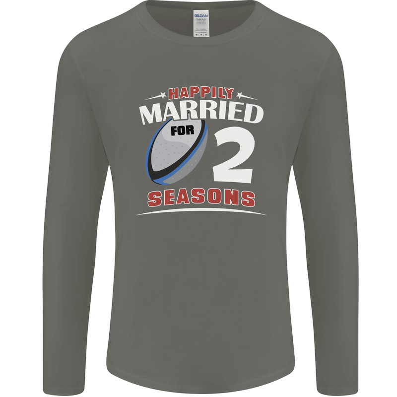 2 Year Wedding Anniversary 2nd Rugby Mens Long Sleeve T-Shirt Charcoal