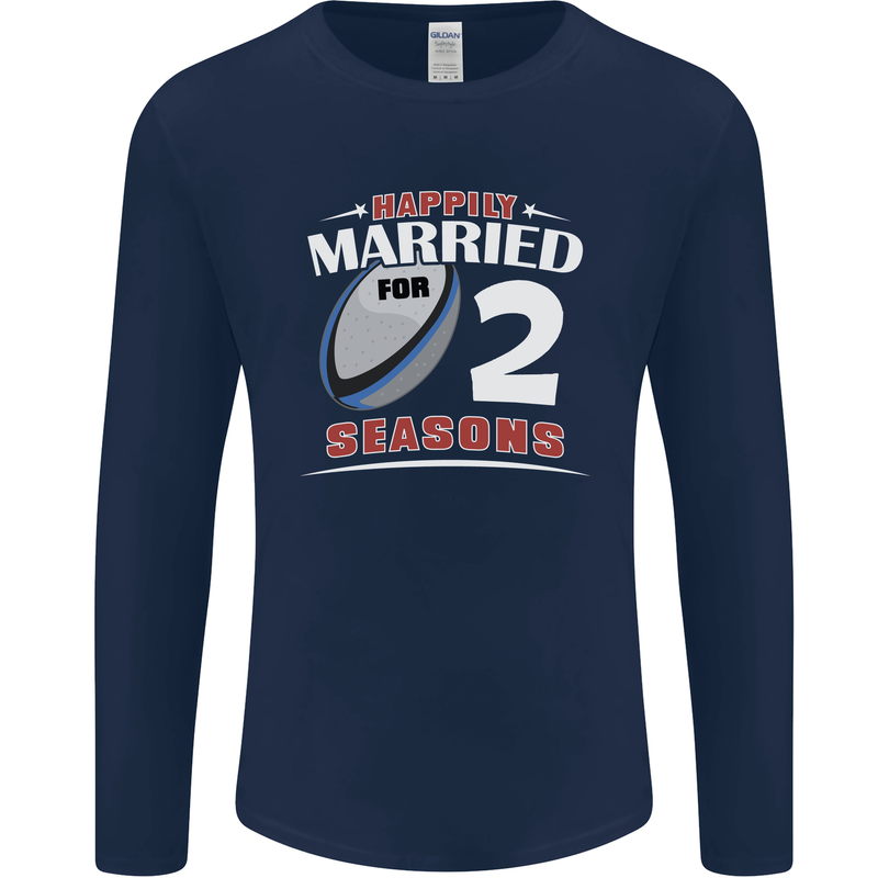 2 Year Wedding Anniversary 2nd Rugby Mens Long Sleeve T-Shirt Navy Blue