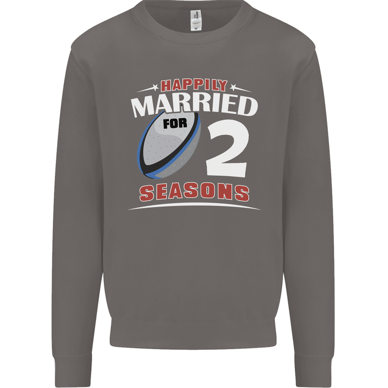 2 Year Wedding Anniversary 2nd Rugby Mens Sweatshirt Jumper Charcoal