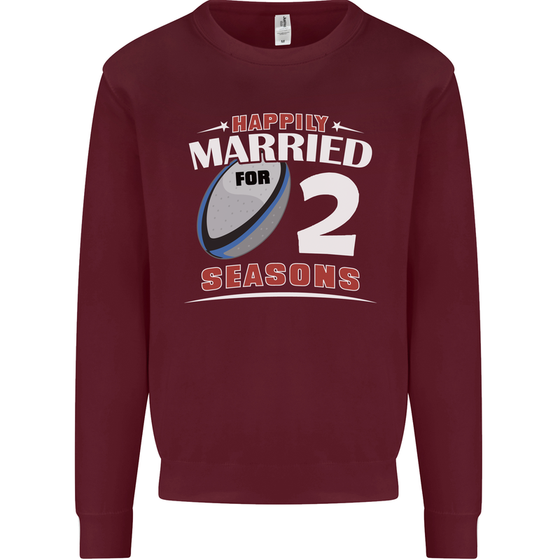 2 Year Wedding Anniversary 2nd Rugby Mens Sweatshirt Jumper Maroon
