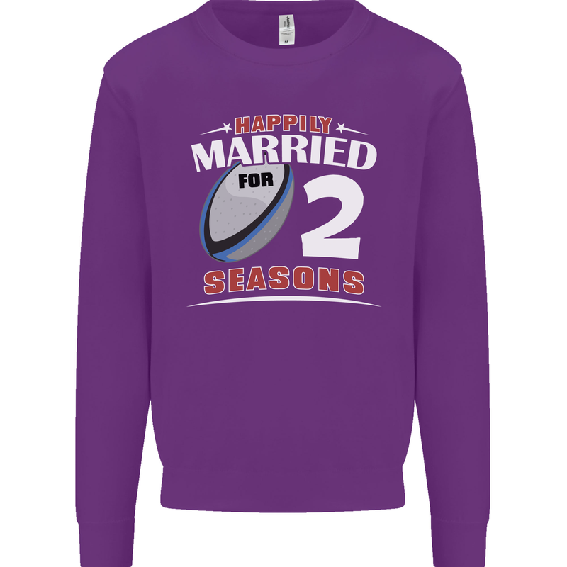 2 Year Wedding Anniversary 2nd Rugby Mens Sweatshirt Jumper Purple