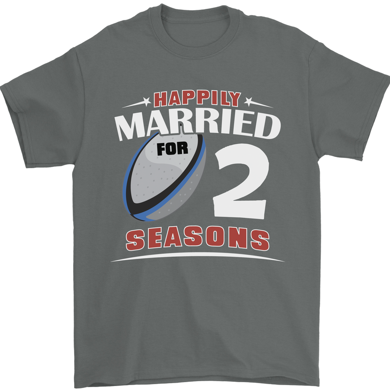2 Year Wedding Anniversary 2nd Rugby Mens T-Shirt 100% Cotton Charcoal