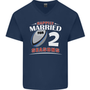 2 Year Wedding Anniversary 2nd Rugby Mens V-Neck Cotton T-Shirt Navy Blue