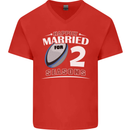 2 Year Wedding Anniversary 2nd Rugby Mens V-Neck Cotton T-Shirt Red