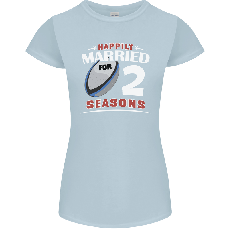 2 Year Wedding Anniversary 2nd Rugby Womens Petite Cut T-Shirt Light Blue