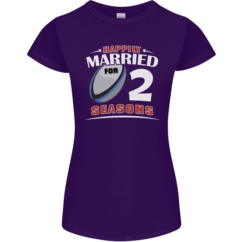 2 Year Wedding Anniversary 2nd Rugby Womens Petite Cut T-Shirt Purple