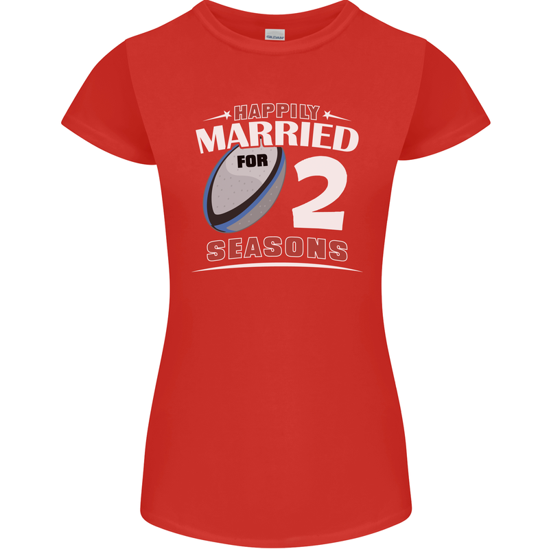 2 Year Wedding Anniversary 2nd Rugby Womens Petite Cut T-Shirt Red