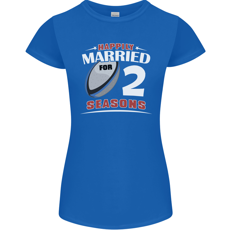 2 Year Wedding Anniversary 2nd Rugby Womens Petite Cut T-Shirt Royal Blue