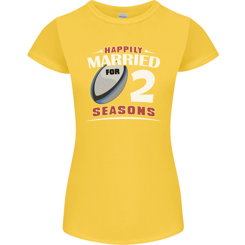 2 Year Wedding Anniversary 2nd Rugby Womens Petite Cut T-Shirt Yellow