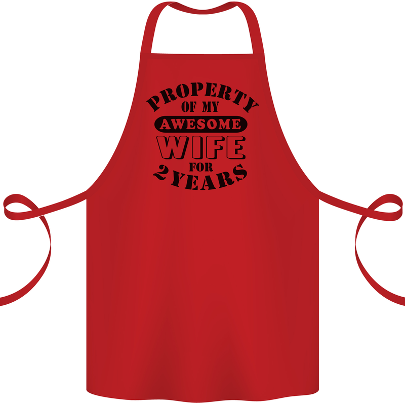 2nd Wedding Anniversary 2 Year Funny Wife Cotton Apron 100% Organic Red