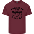 2nd Wedding Anniversary 2 Year Funny Wife Mens Cotton T-Shirt Tee Top Maroon