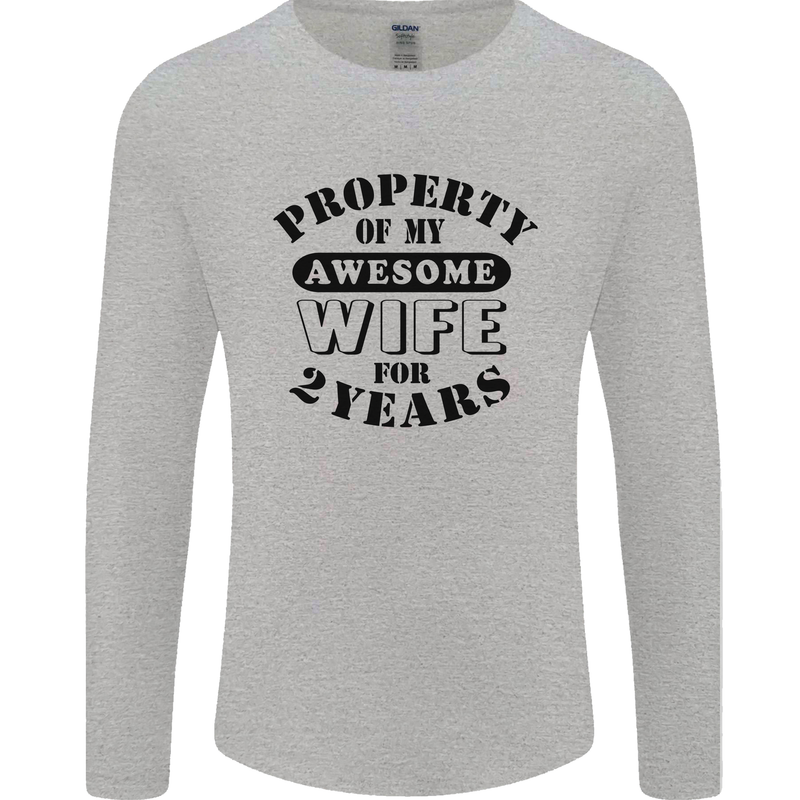 2nd Wedding Anniversary 2 Year Funny Wife Mens Long Sleeve T-Shirt Sports Grey