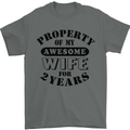 2nd Wedding Anniversary 2 Year Funny Wife Mens T-Shirt 100% Cotton Charcoal