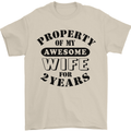 2nd Wedding Anniversary 2 Year Funny Wife Mens T-Shirt 100% Cotton Sand