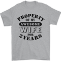 2nd Wedding Anniversary 2 Year Funny Wife Mens T-Shirt 100% Cotton Sports Grey